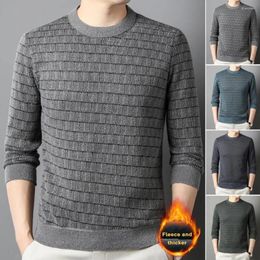 Men's Sweaters Thickened Fleece Lining Knitting Tops Cozy Winter Sweater Slim Fit Knitwear For Streetwear Style