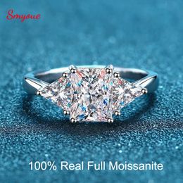 Wedding Rings Smyoue Radiant Cut 3ct Full Moissante for Women Lab Grown Diamond Promise Band Plated Platinum Marriage GRA 231128