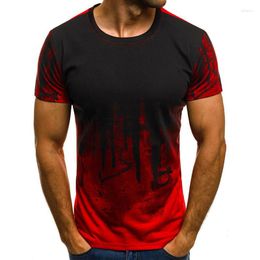 Men's T Shirts Summer Brand Camiseta T-shirt Men Gradient Colour Short-Sleeve Beefy Muscle Basic Solid Blouse Tee Shirt Top Casual Cotton