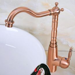 Kitchen Faucets Basin Faucet One Hole Deck Mounted Vanity Red Copper Bathroom Sink Taps Cold And Water Mixer Tap Dnf636