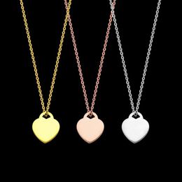 Fashion stainless steel T letter peach heart green rose gold silver necklace foreign trade ladies love necklace for woman290w