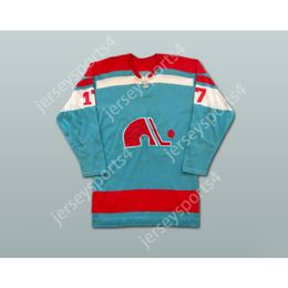 Custom BLUE 17 YVES BERGERON WHA QUEBEC NORDIQUES HOCKEY JERSEY NEW Top Ed S-M-L-XL-XXL-3XL-4XL-5XL-6XL