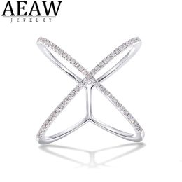 Wedding Rings AEAW 18k white Gold Plated Silver DF Round Cut Engagement band Lab Grown Diamond Band Ring for Women 231128