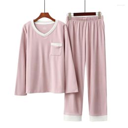 Women's Sleepwear 2pcs Pyjamas Sets Thick Modal Sexy Women Nightwear Autumn Bath Robe Shirt&pants Lounge Home Clothes Warm Pijamas Suit