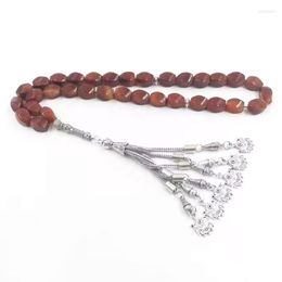 Strand Tasbih Natural Red Agates Stone Islamic Misbaha Bracelet Rosary Bead Arabic Fashion Gift Eid Muslim Accessories On Hand