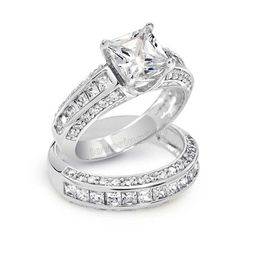 choucong Princess cut Stone 5A Zircon stone 10KT White Gold Filled Wedding Band Ring Set Sz 5-11 Y0122300D