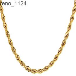 new 18K Gold Plated gold chain design for men Twisted Rope Chain Necklace 18"-30"