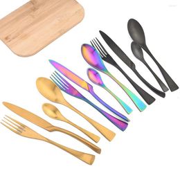 Flatware Sets Durtens 24pcs Dinnerware Set 304 Stainless Steel Gold Knife Fork Spoon Party Kitchen Matte Tableware