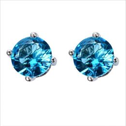 Luckyshine 12 Pairs Blue Zircon Crystal Stud Earring Fashion Simple Small Stud Earrings for Women Valentine's Day gift 8 8 mm233f
