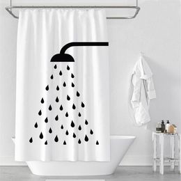Waterproof Thicken White Polyester Shower Curtains Minimalist Bathroom Curtains Shower Head Print Bath Shower Curtain291Y