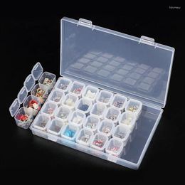 Storage Boxes 28 Grids Sealed Plastic Box Protable Weekly Hygiene Removable Case Nail Art Accessories Diamond Jewelry Organizer