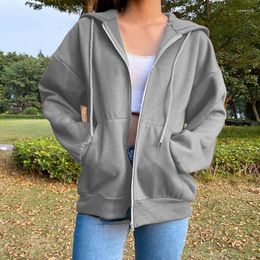 Women's Hoodies Solid Streetwear Loose Draw String Sweatshirts Autumn Winter Thick Hooded Pockets Women's Clothing Multiple Colors