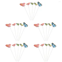 Decorative Flowers 5pcs Garden Butterflies Stakes Simulation Yard For Decoration