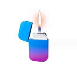 Latest Slim Wheel Gas Lighter Cigar Cigarette Butane Flame Gradient Lighters 5 Colours Inflatable Smoking Tool Accessories