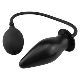 Sex Toy Massager Soft Silicone Inflatable Anal Plug Black Pump Beads Butt Massager Anus Toy for Female Male Couples
