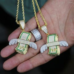 Chains Men Boy Big Large Money Charm Pendant Paved Full White Green Colourful Cz For Hip Hop Party Necklace Jewellery Drop Ship