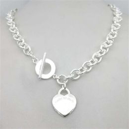 Sterling silver 925 classic fashion heart tag pendant ladies necklace Jewellery holiday gift 210929347v