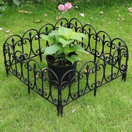 Decorative Flowers Black 5Pcs Useful Exquisite Yard Fence Hollow Border Panel Garden Edging For