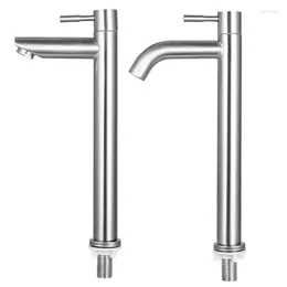Bathroom Sink Faucets Chrome Silver Basin Faucet Stainless Steel Single Cold Quickly Open Type Tall Rust And Corrosion Resistance Tap