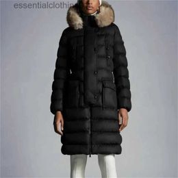Women's Down Parkas collar knee length down jacket women's winter jacket 2023 New 90 White Duck Down Coats Belt slimming and warm thick coat y2k L231129