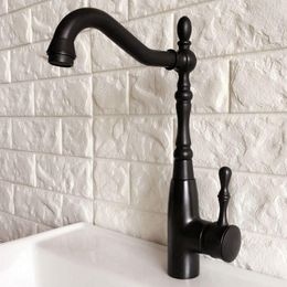 Kitchen Faucets Basin Faucet Oil Rubbed Bronze Sink Single Handle Swivel Spout Bathroom Cold And Mixer Tap Dnf378