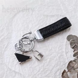 Designer Keyring for Women Mens Key Chain Wide 5cm High 7cm Necktie Contour Bag Charms Triangular Enamel Sier Plated Keychains Grace PJ056 C23