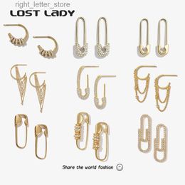 Stud Lost Lady New Fashion Crystal Hoop Earrings For Women Novelty Small Alloy Tassel Pin Earrings Party Jewellery Accessories Gifts YQ231128