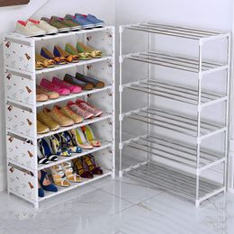 Storage Home Simple Shoe Rack Stainless Steel Shoe Cabinet Organiser Shoes Storage Bedroom Doorway Place Assembly Dust Cloth