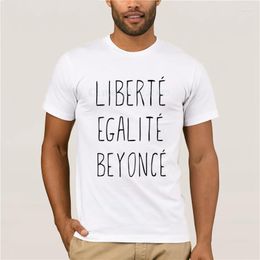 Men's T Shirts Summer Fit Slim Men T-Shirts Cotton Sportswear Liberte Egalite Beyonce T-Shirt Round Neck Cool Man's