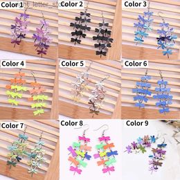 Stud Colorful Dragonfly Earrings Bohemia Style Mix Color Fashion Long Dangle Earrings for Women Jewellery YQ231128