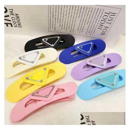 Hair Clips Barrettes Women Frosted Big Candy Colour Hairpins Triangle P Acrylic Plastic Duckbill Claw For Designer Womens Girls Sim Dhyod