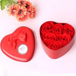 6 pieces of heart-shaped perfume bath body petal rose soap wedding decoration gift hot wedding party 231127