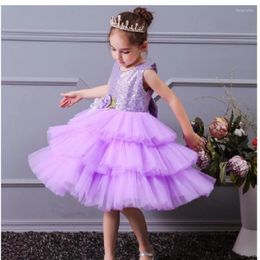 Girl Dresses Puffy Flower Dress Cute Princess Birthday Shiny Wedding Children Party First Communion Formal Occasions Gown