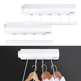 Organization Wall Mounted Retractable Clothesline Indoor Outdoor Laundry Hanger Bathroom Dryer Organizer Telescopic Clothes Drying Rack