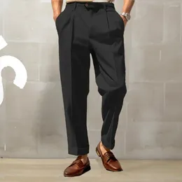 Men's Suits Loose Fit Men Trousers Solid Colour Pants Stylish Suit Comfortable Mid Waist Wide Leg Breathable For Formal