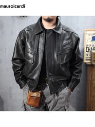 Mens Leather Faux Mauroicardi Spring Autumn Cool Black Pu Motorcycle Jacket Men with Long Sleeve Loose Casual Luxury Designer Emo Clothes 231129