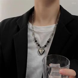 Chains 1pcs China-Chic Hip Hop Three Dimensional Heart Pendant Necklace Female Brand Tuku Love Splice Cross Beaded