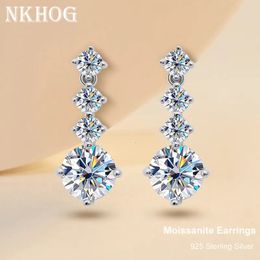 Stud NKHOG S925 Silver Drop Earrings For Women 2 6 Carat D Colour VVS1 Diamond Engagement Wedding Jewellery Gift 231129