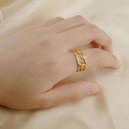 Cluster Rings Stylish Stainless Steel Star And Moon Ring With Titanium 18K Gold Plated Jewelry For Women