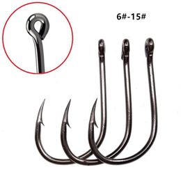 10 Sizes 6#-15# Black Ise Hook High Carbon Steel Barbed Hooks Asian Carp Fishing Gear 1000 Pieces Lot F-75323c