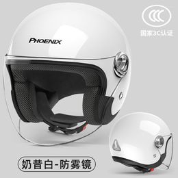 Motorcycle Helmets Open Face Helmet For Man And Woman With PC Lens 3/4 Electric Bike Motorbike All Season Safety Cap 55-60CM