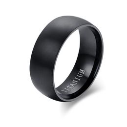 Mens Basic Wedding Band in Black Titanium Steel Engagement Ring Dome Charm Matte Finished Male Jewellery Bague Masculinos Anillos322c