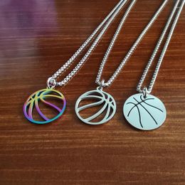 Pendant Necklaces Basketball Necklace For Men Women Stainless Steel Men's Box Chain Sport Hip Hop Jewellery Accessories