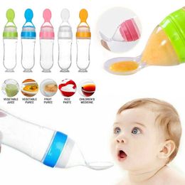 Cups Dishes Utensils Food Grade BPA Free Baby Toddler Infant Newborn Squeezing Food Silicon Feeding Bottle Silicone Baby Feeder P230314