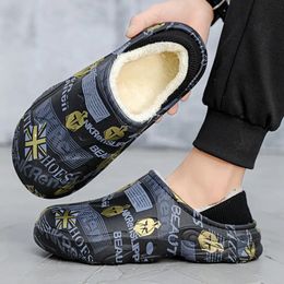 Stylish Men Home Winter Warm Non Slip Male Cotton Shoes Waterproof Soft EVA Fashion Slippers Big Size fac pers