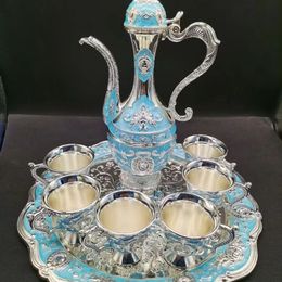 Hot sale of Tibetan silver wine with eight-piece sets of vintage wine bottles