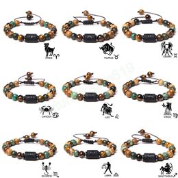 Adjustable 12 Zodiacs Sign Bracelet Constellation Aries Leo Braided Bracelets For Women Men Handmade Woven Friendship Jewelry