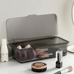 Storage Boxes Makeup Brush Box Desktop Dustproof Beauty Container Bathroom Organiser Flip Cover Cosmetic