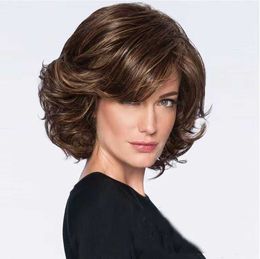 Synthetic Wigs Wig Women's Brown Women's Short Hair Short Curly Loose Hair Wig Chemical Fiber Hair