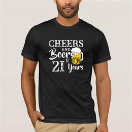 Men's T Shirts Men Printing Short Sleeve Tshirt Trend Cheers And Beers 21 Years Old 21st Birthday Round Neck Cool Man's T-shirt